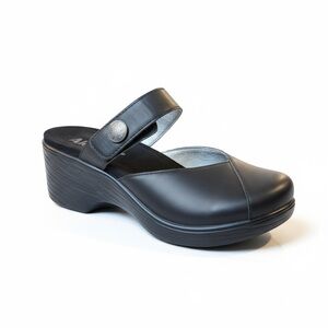 Alegria Women's Black Leather Mules SybdNon Marking Non-slip Clogs Size 38 US 8